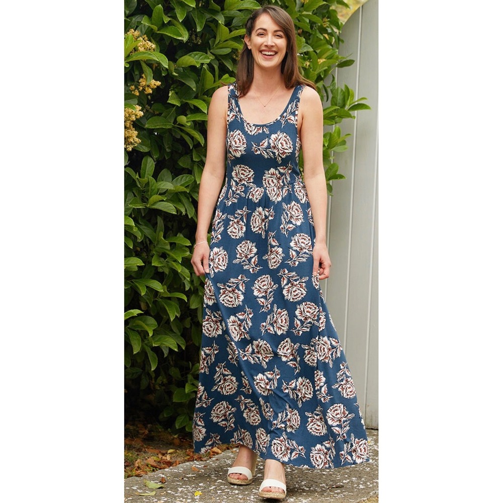 Matilda Jane Blue Floral  Racerback Maxi Dress Size‎ Small  Spring Wedding Guest